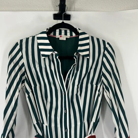Boden Mallory Midi Shirt Dress Striped 3/4 Sleeves - Picture 3 of 10